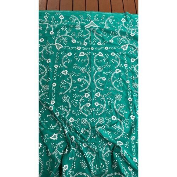 Turquoise White Cotton Tablecloth Throw Large - Picture 1 of 3